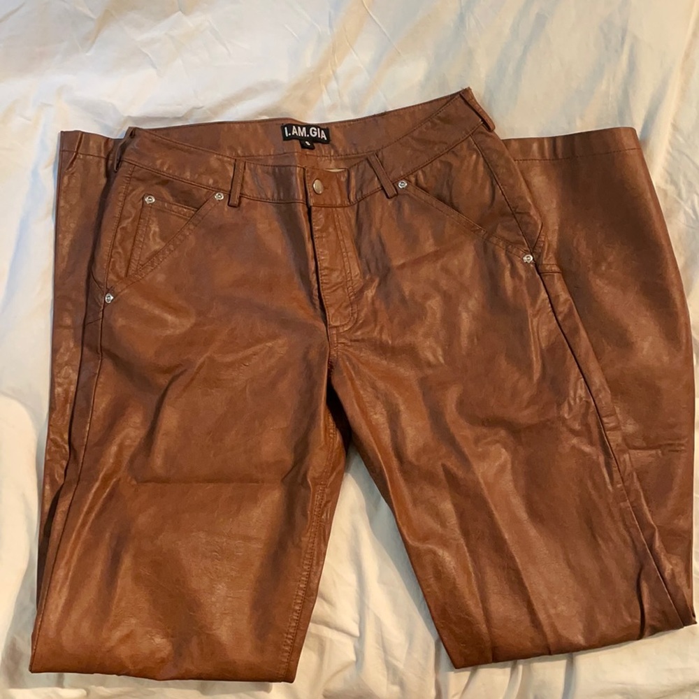 I AM GIA Leather Brown Pants